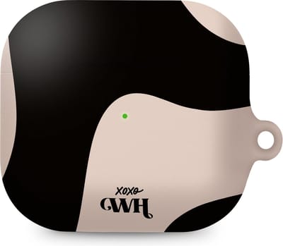 xoxo Wildhearts hoesje geschikt voor AirPods 3 - Ride With Me - Ook als telefoonhoesje verkrijgbaar - schokbestendige case - koptelefoonhoesje - Matte afwerking - Beschermhoes met golvende print - golven - zwart / beige
