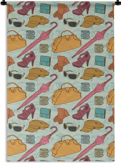 Wandkleed - Wanddoek - Kleren - Paraplu - Seizoenen - Design - 60x90 cm - Wandtapijt