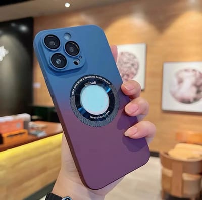 iPone 11 luxe MagSafe hoesje met camera protector zwart-blauw