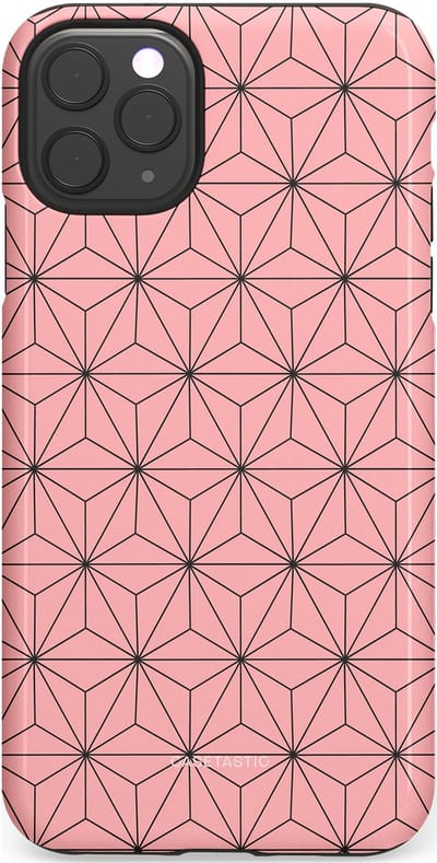 Casetastic Hoesje Geschikt voor Apple iPhone 11 Pro Max - Stijlvolle Beschermende Duo-layer Case - Roze Zwarte Fashion Paris Patroon