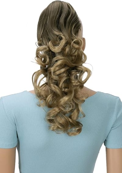 40cm Haarstukje Vlecht Paardenstaart Haarextensies Volumineus Golvend Ombré Bruin Blond H143