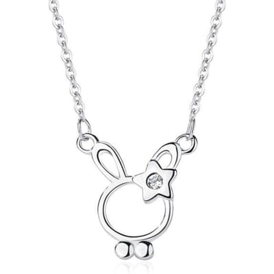 S925 Sterling Zilveren Ketting voor Dames met Klein Konijntje, Gepersonaliseerd Ontwerp, Mode, Temperament, Lichte Luxe Ketting zilver