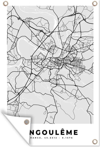 Muurdecoratie Stadskaart – Frankrijk – Kaart – Angoulême – Plattegrond - 120x180 cm - Tuinposter - Tuindoek