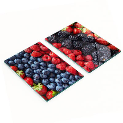 Geharde multifunctionele decoratieve glazen borden met bosvruchtenmotief, 2x40x52 cm