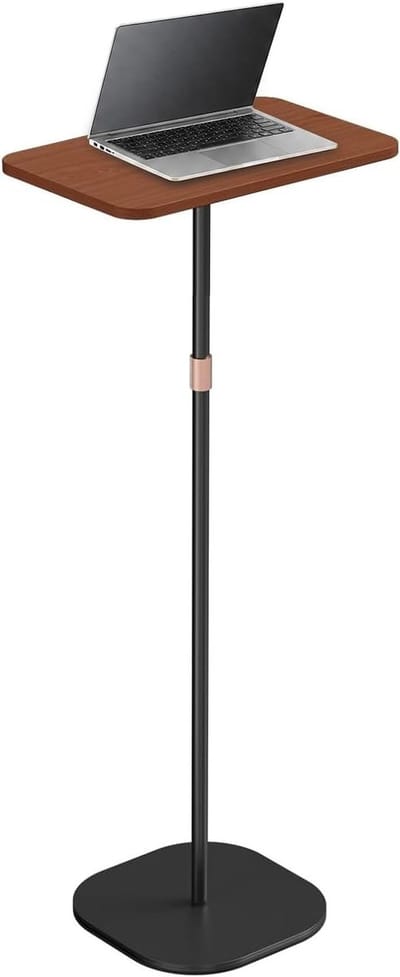 In hoogte verstelbaar sta-bureau van 46 tot 120 cm, mobiele laptopstandaard met wieltjes, ideale computertafel voor kantoor en thuis, perfect voor presentaties en studie