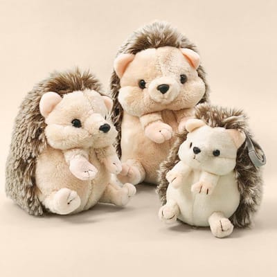 11-22cm Jouets Hérisson en Peluche Porte-clés Anneau Pendentif Jouet en Peluche Animal Rempli Anime Voiture Fourrure Cadeaux Pour Femmes Jouets Poupée 11cm beige