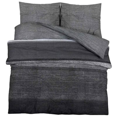 vidaXL Dekbedovertrekset 260x220 cm katoen donkergrijs en zwart