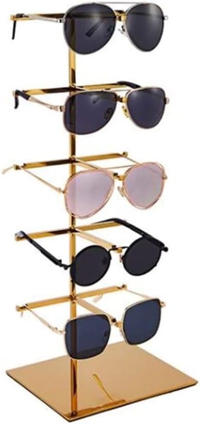 Brillen Display - Zonnebril Rek - Netjes Opbergen - Roestvrij Staal - 18x15x43cm - Goud