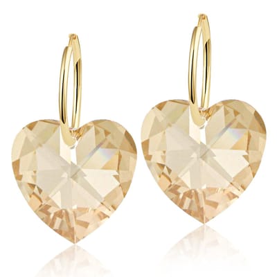 Montebello Oorbellen Delfin HG62 - Swarovski Hart - 925 Zilver Verguld - Ø18mm - 28mm