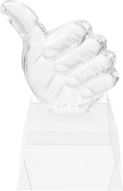 Kinder Trofee - Prijs Beker - Wedstrijden Belonen - Duim Vorm - 12.5 cm - Transparant