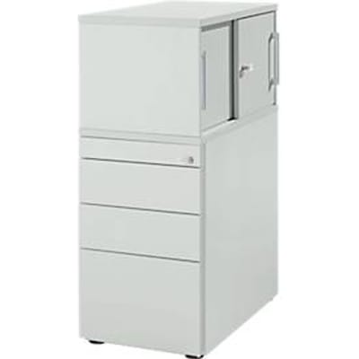 Schäfer Shop Genius ladeblok met bovenkastje incl. schuifdeur, volledig afsluitbaar, greepgleuf aan de zijkant, lichtgrijs