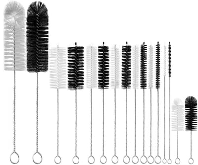 16 stuks stroreinigers, pijpreinigingsborstels, kleine borstels voor reiniging, voor het wassen van waterflessen met smalle hals, potten, theepot, uitloop, koffiemachine, buis (wit en