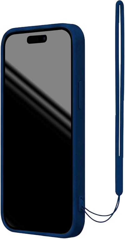 Bigben Connected, Hoesje geschikt voor iPhone 14 Pro Max - Siliconen met Bijpassend Polskoord, Marineblauw