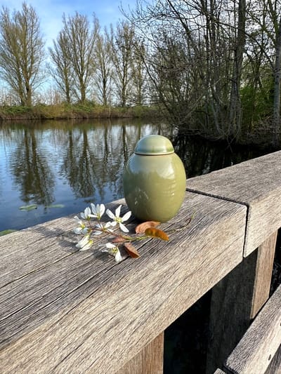 Urn - Urnen - As - Crematie - Afscheid - Herinnering - Familie - Troost - Emotie - Groen - Herdenken - Afscheid & Troost - AF-TC487