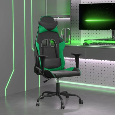 vidaXL - Massage - gamestoel - kunstleer - zwart - en - groen