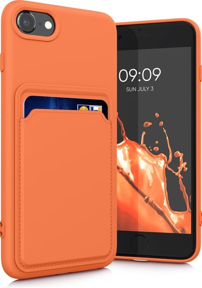 kwmobile telefoonhoesje geschikt voor Apple iPhone SE (2022) / SE (2020) / 8 / 7 - Hoesje met pasjeshouder - TPU case in oranje
