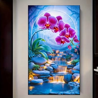 diamond painting orchidee schilderij vanille orchidee zonder lijst 40 x 70 cm heel mooi om te makenof kado te geven.