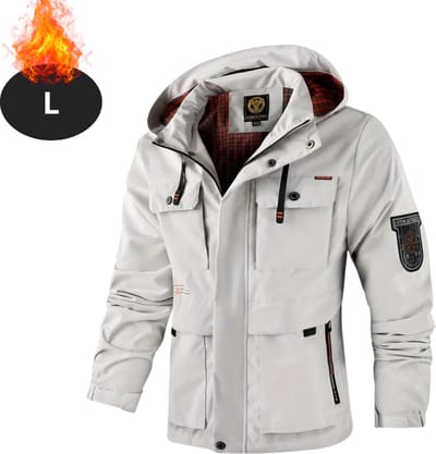 Bovista Windjas Voor Heren - Parka - Lente & Herfst - Jas - Volwassen - Windjack - Windbreaker - Outdoor - Wit - Maat L