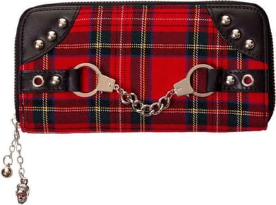 Banned - Gothic Portemonnee - Red Tartan Wallet - voor Vrouwen - zwart-rood