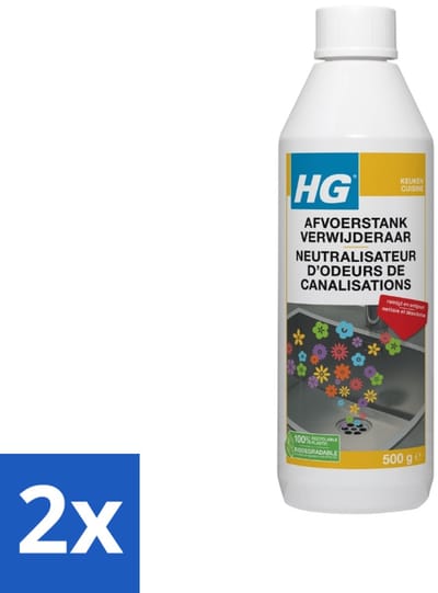 2 x HG Afvoerstank Verwijderaar 500 gr - Afvoeren Schoonmaken - Afvoeren Ontgeuren - Afvoerslang Reiniger - Keuken Afvoer Schoonmaken - Badkamer Afvoer Schoonmaken