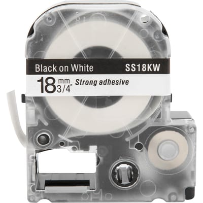 Labelmaker Tape 18mm PET Waterdichte Labeltape voor Epson Labelprinter KingJim Labelmachine White background black letter