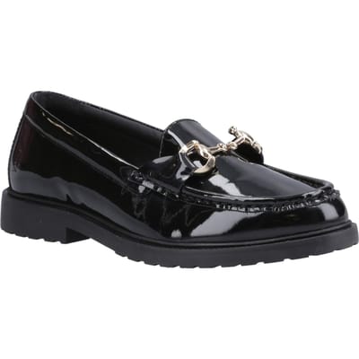 Hush Puppies Verity Patent Snaffle Leer Dames Zwarte Instappers