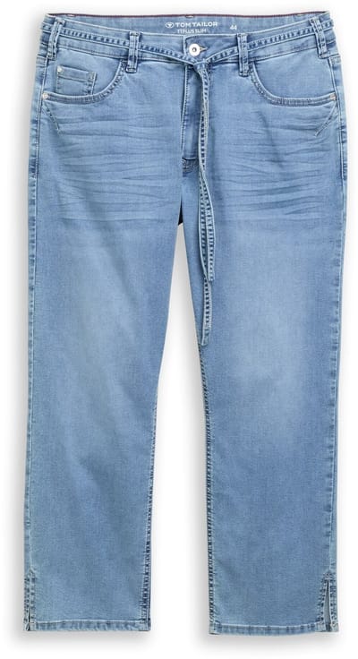 Tom Tailor - Plus Size - TTPLUS SLIM jeans met strikceintuur - Maat 44 - Clean Light Stone Blue Denim