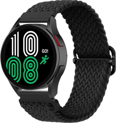 YONO Nylon Stretch Bandje 20mm - Horlogebandje geschikt voor Samsung Galaxy Watch 7/6/5 / Pro / 4 / 3 / Active 2 - Polar Ignite / Unite – Zwart