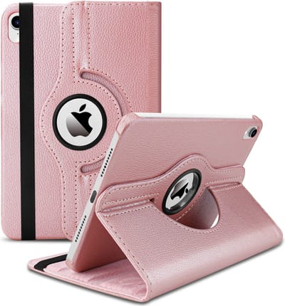 Hoes geschikt voor iPad Mini 6 / iPad mini 2021 Rosegoud - Hoes geschikt voor iPad Mini 6 cover - Hoes geschikt voor iPad Mini 6 - Hoes geschikt voor iPad Mini 6 hoesje - Hoes geschikt voor iPad mini 6 case - 360° draaibare Hoes Kunstleer