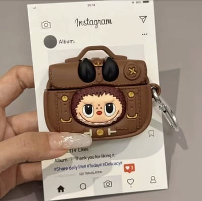 Kawaii Cartoon Backpack Siliconen Hoes voor AirPods 3 – Schattige Beschermcase met Sleutelhanger