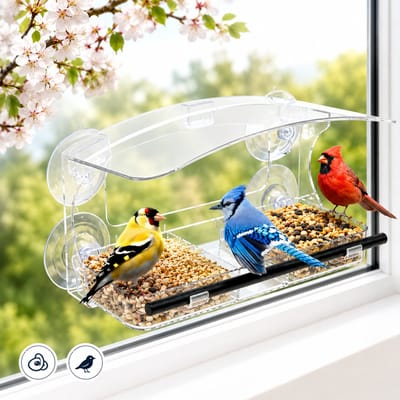 Dutchers® Vogelhuisje voor op het raam - Doorzichtig - Met Zuignappen - Voederplek