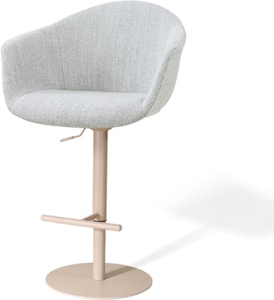 Nolon Niva-Otis Draaibare Tulp Barkruk Grijs Melange - Verstelbaar - Beige Onderstel - Barstoel - Scandinavisch - Stoffen