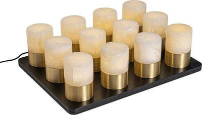QAZQA alessia - Art Deco Dimbare LED Draadloze Oplaadbare Tafellamp USB met Dimmer - 1 lichts - H 12 cm - Goud - Buitenverlichting