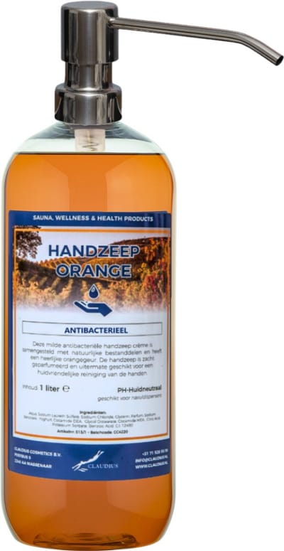 Handzeep Orange 500 ml - met gratis RVS zilverkleurige pomp