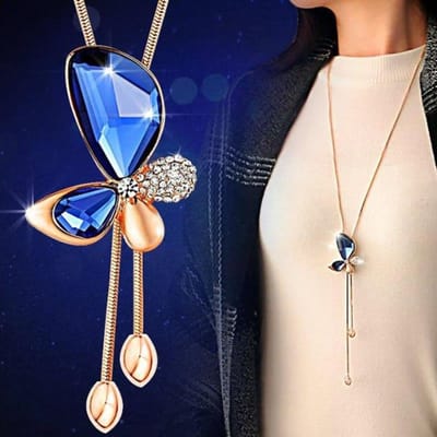 Klassieke Kristallen Vlinder Kwast Lange Ketting Vrouwen Bijoux Nieuwe Mode Sieraden Kettingen & Hangers Cadeau
