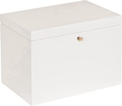 HAUDT® Kistje met slot BAS mat Wit - 29 x 20 x 21 cm - houten kist met slot - incl. koperen sleutel - mat witte opbergkist