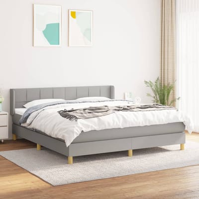 vidaXL - Boxspring - met - matras - stof - lichtgrijs - 160x200 - cm