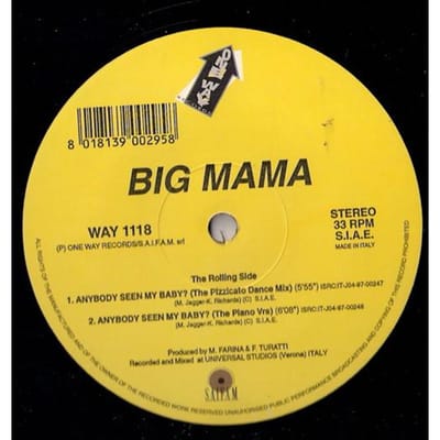 12-inch Plaat BIG MAMA - Anybody Seen My Baby? WAY1118 One Way Records 1997 Italië Dans & Electronica Gebruikt