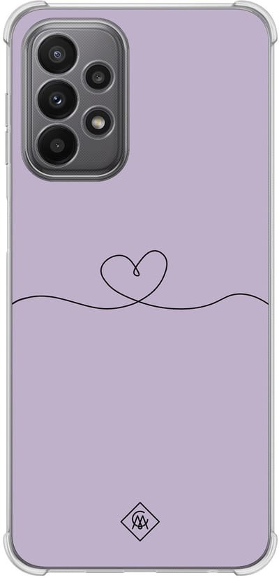 Casimoda® hoesje - Geschikt voor Samsung Galaxy A23 - Hart Lila - Shockproof case - Extra sterk - Siliconen/TPU - Paars, Transparant