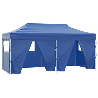 vidaXL - Partytent - met - 4 - zijwanden - inklapbaar - 3x6 - m - staal - blauw
