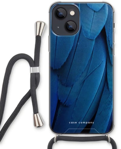 Case Company® - Hoesje met koord geschikt voor iPhone 13 hoesje met Koord - Pauw - Telefoonhoesje met Zwart Koord - Bescherming aan alle Kanten en Over de Schermrand