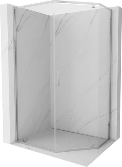 Mexen Exo vijfhoekige douchecabine met openslaande deuren 90 x 80 , transparant, chroom - 812-090-080-01-00