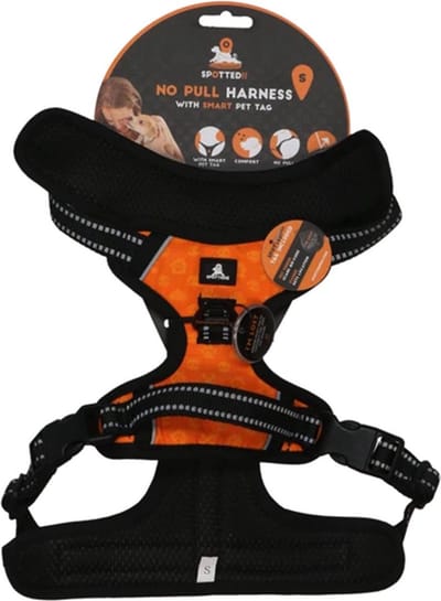 Spotted! PRO hondenHarnas S anti-trek – Borstomvang 48-58 cm – Hondentuigje met QR-penning – Hondenharnas anti trek – Waterproof – Maat S - Oranje