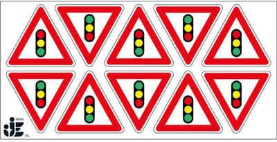 Verkeerslichten sticker - J32 | 5 cm - 10 stuks per vel