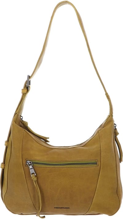 FREDsBRUDER Leren Schoudertas My Old Friend Hobo Bag Sunny Yellow Mosterdgeel