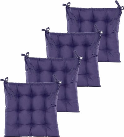 Anna's collection Stoelkussen gewatteerd - 4x - paars - 38 x 38 cm - binnen/buiten