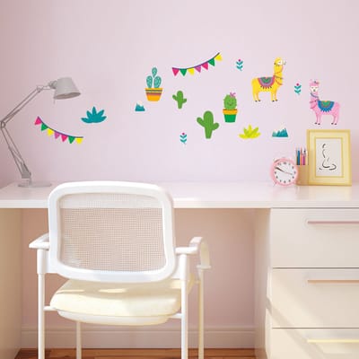 Muurstickers - BERGLAMA'S - zelfklevende sticker met transparante achtergrond - 100x100cm