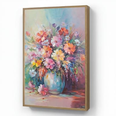 Wandlamp 70x100 cm - Oplaadbaar - Bloemen - Kunst - Schilderij - Lente - Boeket - Wandlampen binnen woonkamer - Slaapkamer lamp - Decoratieve nachtlamp - Vloerlamp draadloos