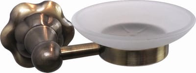 WillieJan Zeepbakje 9508 – Messing – Antiek Look Bronskleur – Muurbevestiging | Melkglas | Rond