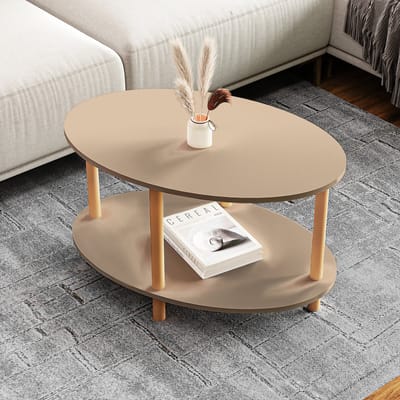 Salontafel Højreby ovaal cappuccino 70x44x43 cm [en.casa]